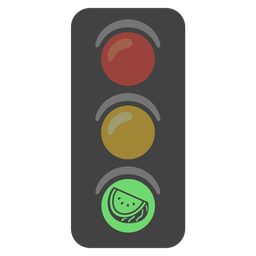 watermelon and vertical traffic light