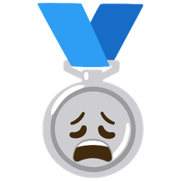 weary face and 2nd place medal