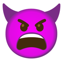 weary face and angry face with horns