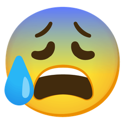 weary face and anxious face with sweat