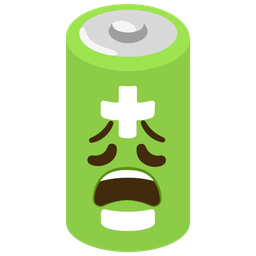 weary face and battery