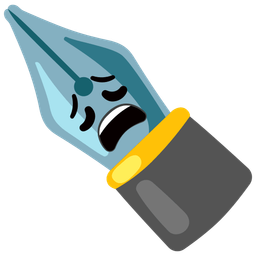 weary face and black nib