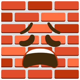 weary face and brick