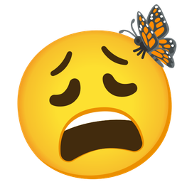 weary face and butterfly