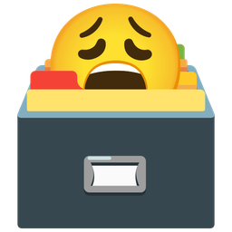 weary face and card file box