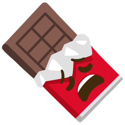 weary face and chocolate bar