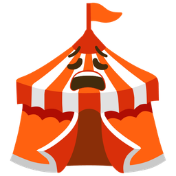 weary face and circus tent