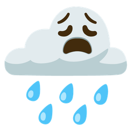 weary face and cloud with rain