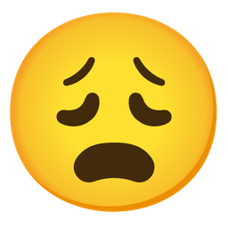 weary face and frowning face with open mouth