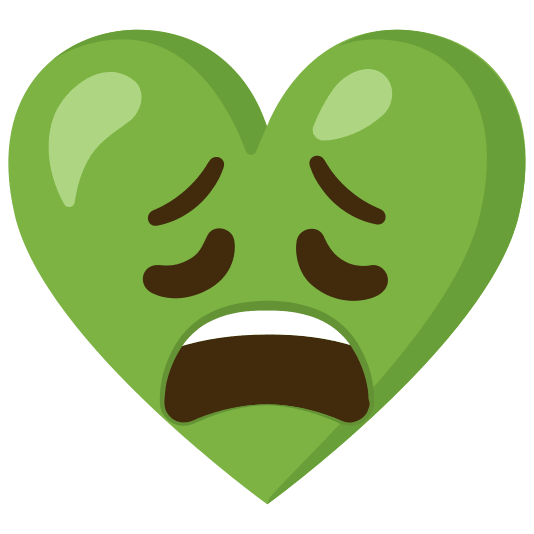 Weary face and Green heart