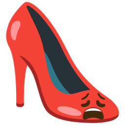 Weary face and High-heeled shoe