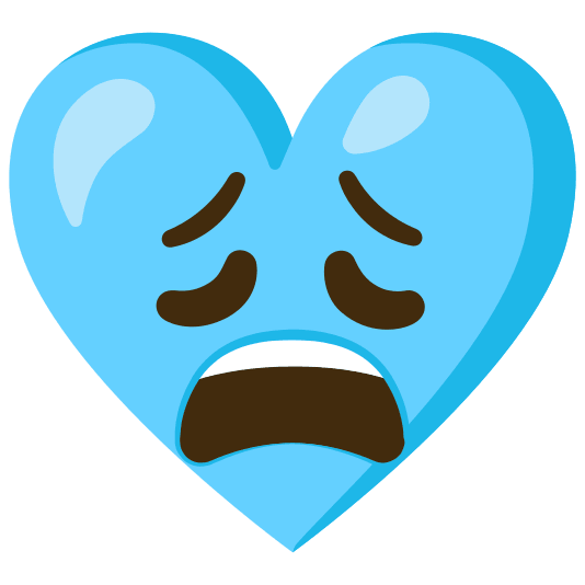 Weary face and Light blue heart