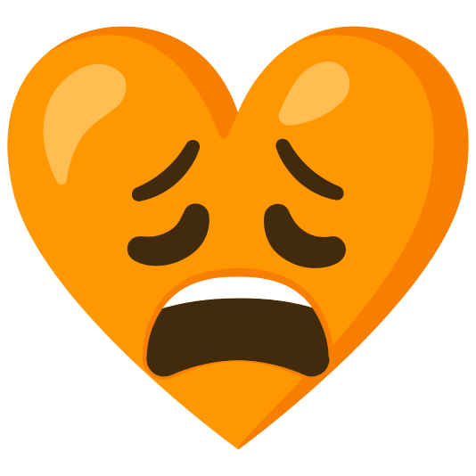 Weary face and Orange heart