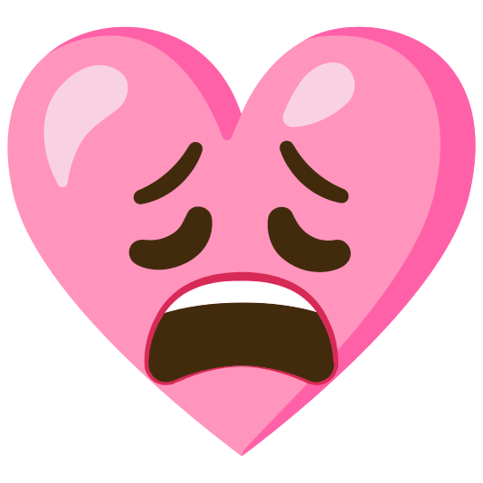 Weary face and Pink heart