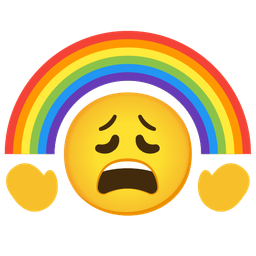 weary face and rainbow