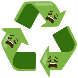 Weary face and Recycling symbol
