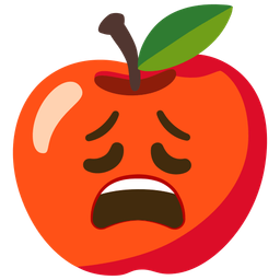 weary face and red apple