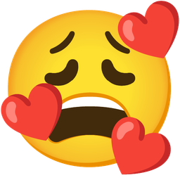Weary face and Smiling face with hearts
