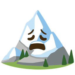 weary face and snow-capped mountain