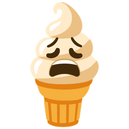 weary face and soft ice cream