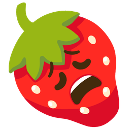 weary face and strawberry