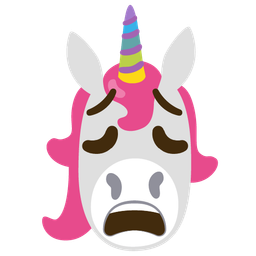 weary face and unicorn