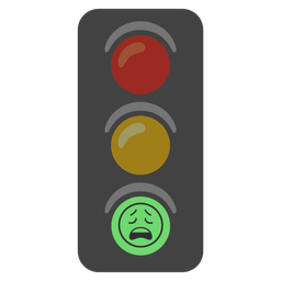 Weary face and Vertical traffic light