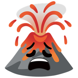 weary face and volcano