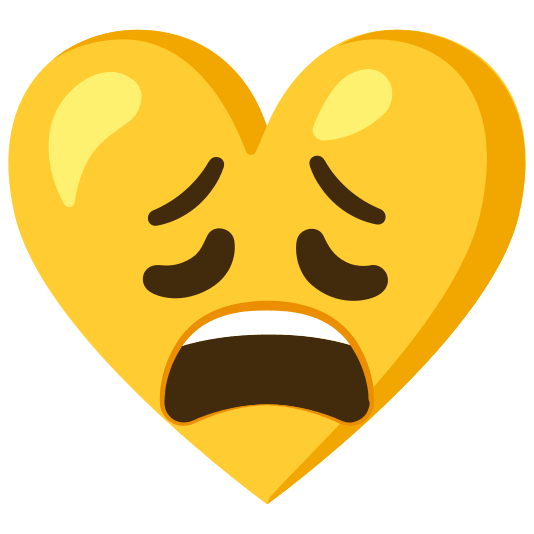 Weary face and Yellow heart