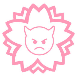 white flower and angry face with horns