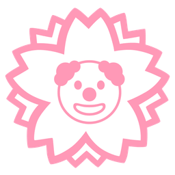 white flower and clown face