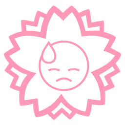 white flower and downcast face with sweat