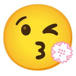 White flower and Face blowing a kiss