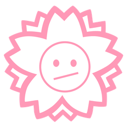 white flower and face with diagonal mouth