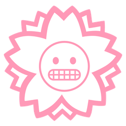 white flower and grimacing face