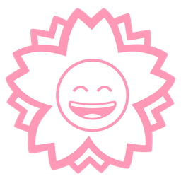 White flower and Grinning face with smiling eyes