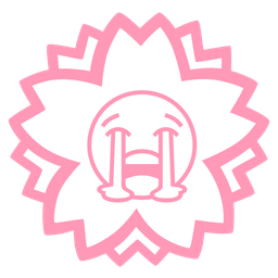 white flower and loudly crying face