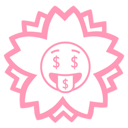 White flower and Money-mouth face