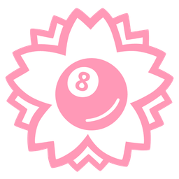 white flower and pool 8 ball