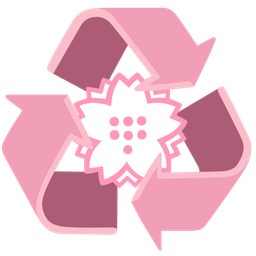 white flower and recycling symbol