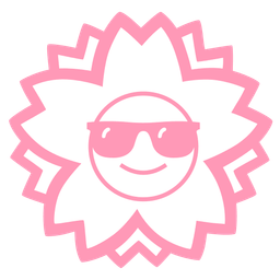 white flower and smiling face with sunglasses