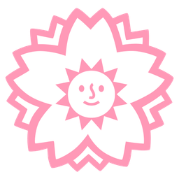white flower and sun with face