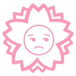 white flower and unamused face