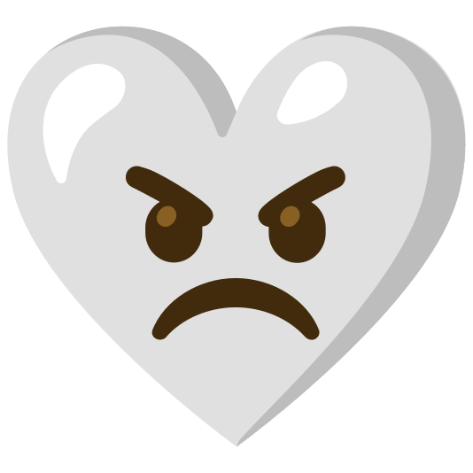 White heart and Angry face