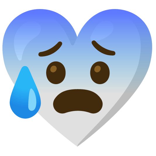White heart and Anxious face with sweat