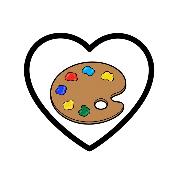 White heart and Artist palette