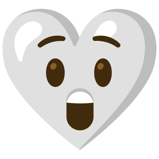 White heart and Astonished face