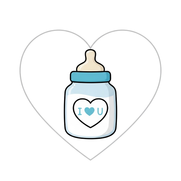 White heart and Baby bottle