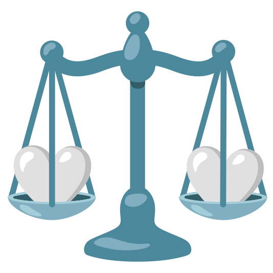 White heart and Balance scale