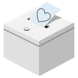 white heart and ballot box with ballot